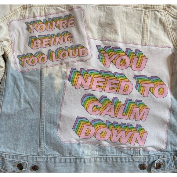 TAYLOR SWIFT You’re Being Too Loud You Need To Calm Down Upcycled Denim Jacket M - Picture 8 of 12